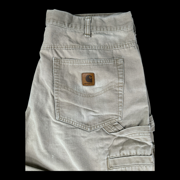 Carhartt Khaki Work Pants 36x32 Loose Fit Distressed - Picture 1 of 7